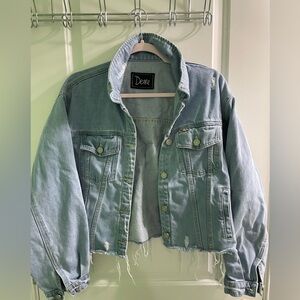 DETRE Everyday Dress-Up Buttercup Oversized Rip Denim Jacket by Dede Raad Sz L